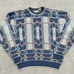Vintage Hennessy Van Heusen Sweater XXL Pattern Knit 90s 24x27